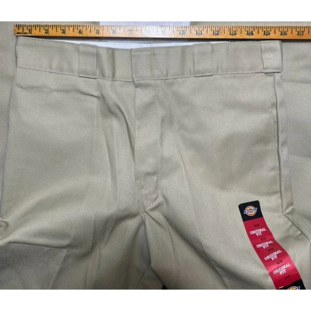 Dickies Mens Sz 32x34 Original Fit Work Pants 874 Khaki Wrinkle Resistant-2117